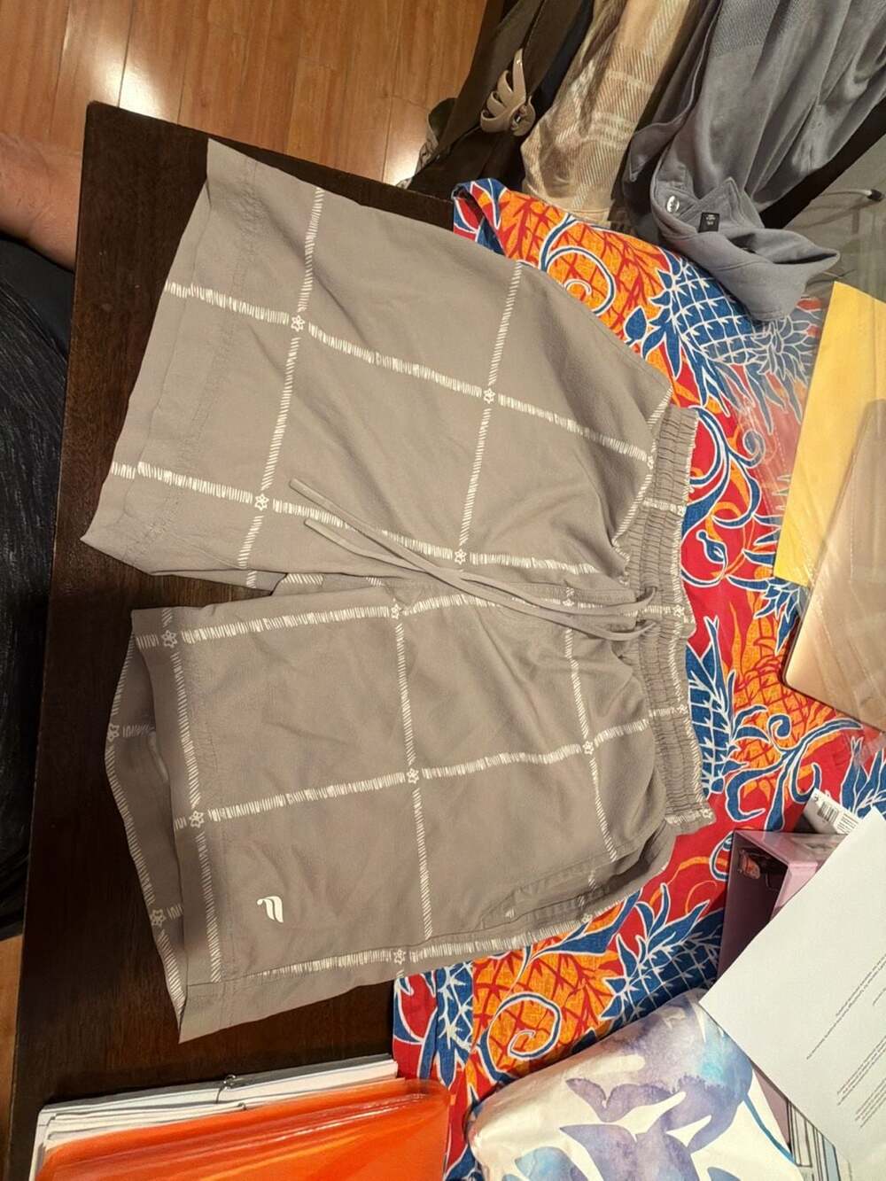 Fabletics The Cabana Short in Tan Grid Print